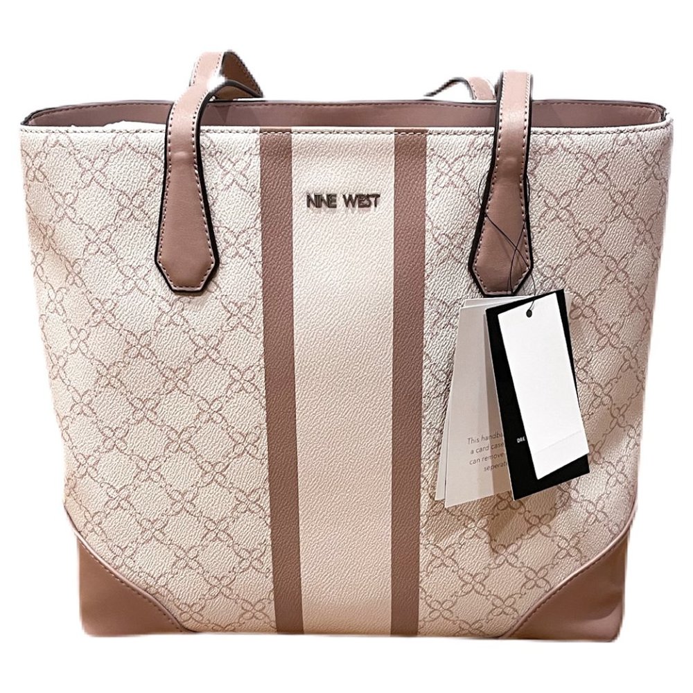 Nine West Rose Pink Large Tote Bag With Removable Wristlet And Card Holder